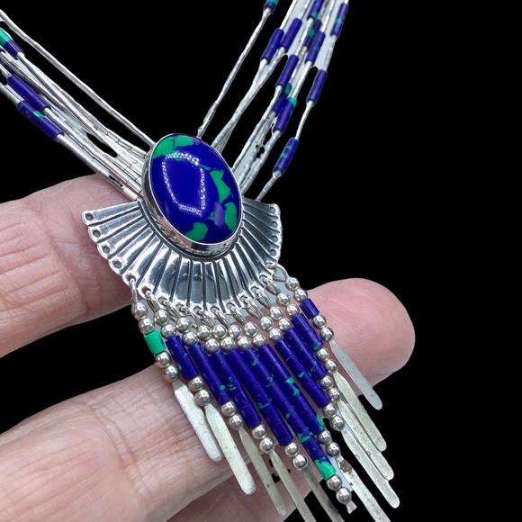 🌺Vintage Navajo Azurite Malachite Necklace - Picture 14 of 16